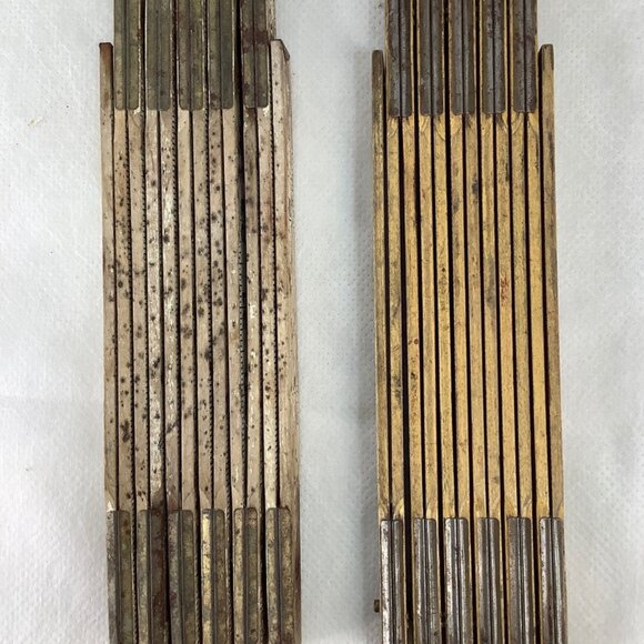 Set Of 2 Vintage 71" Folding Rulers w/ Metal Hinges. Made in USA - Picture 1 of 2